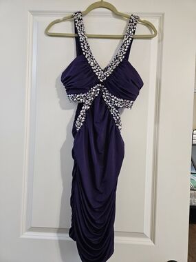 jodi kristopher navy blue dress Jodi Kristopher Navy Blue Dress Full Skirt Lace Cap Sleeve Fit n' Flare Size 1